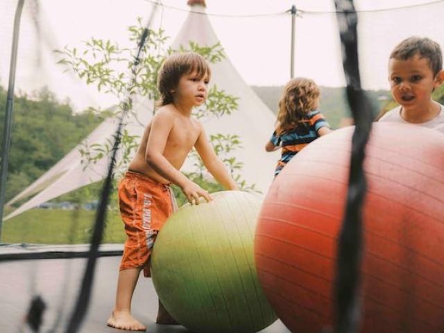 Kids with big ball
